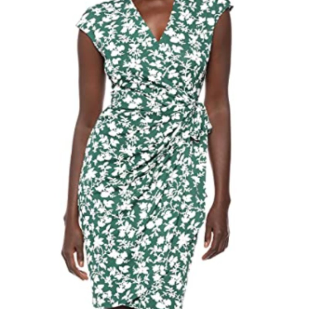 Lark & Ro Cap Sleeve V-Neck Jersey Wrap Dress